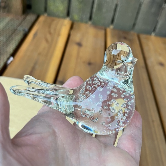 Vintage Clear Glass Song Bird Figurine Paperweight - Picture 2 of 16
